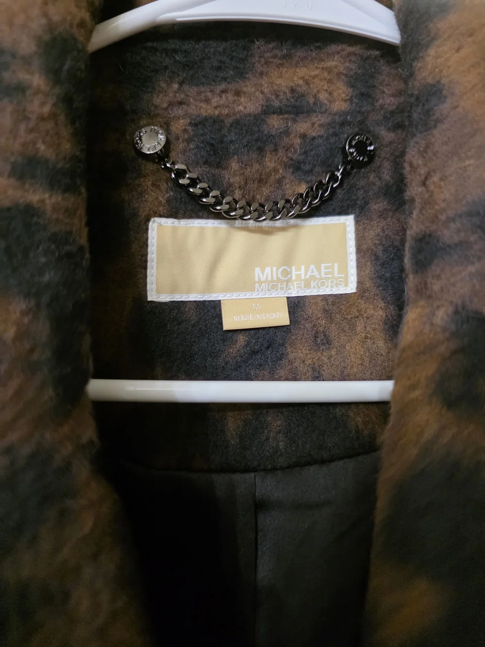 Michael Kors Brown and Black Leopard Print Trench Coat